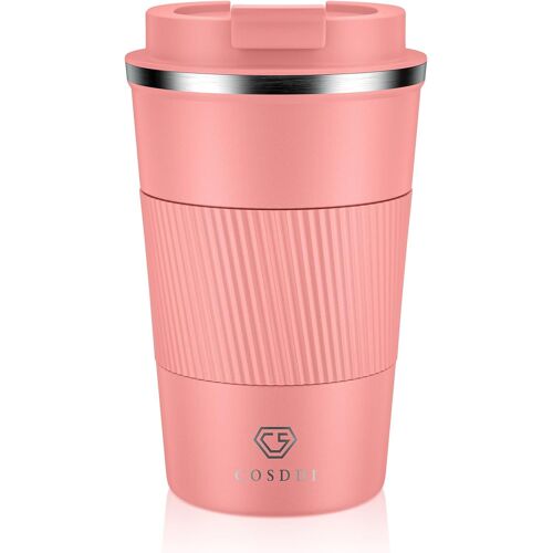 Sjzg-Gobelet Isotherme En Acier Inoxydable - 380 Ml - Anti-Fuite - Avec Couvercle - Double Paroi Isolée Pour Café, Eau Et Thé