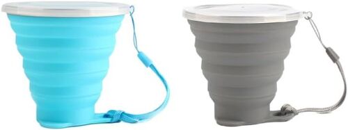 Sjzg-Balles De Camping, 2 Tasses De Silicone Pliables, Tasses De Voyage Pliables Tasses De Voyage Portables Avec Tapis En Plastique Pique-Nique En Plein Air