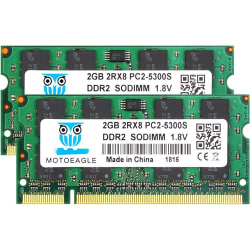 TIANYI-DDR2 667MHz PC2 5300S 4Go (2x2Go) SODIMM DDR2 667 2GB PC2 5300 200-Pin CL5 d'ordinateur Portable Mémoire RAM