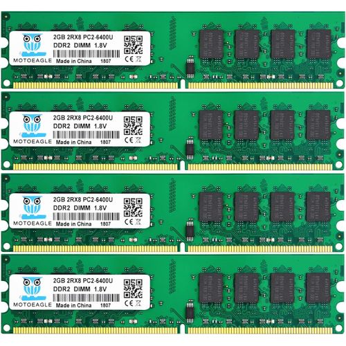 TIANYI-DDR2 800 PC2 6400U 8Go (4x2Go) DIMM DDR2 800MHz 2GB PC2 6400 240-Pin CL6 1.8V Mémoire pour Ordinateur de Bureau