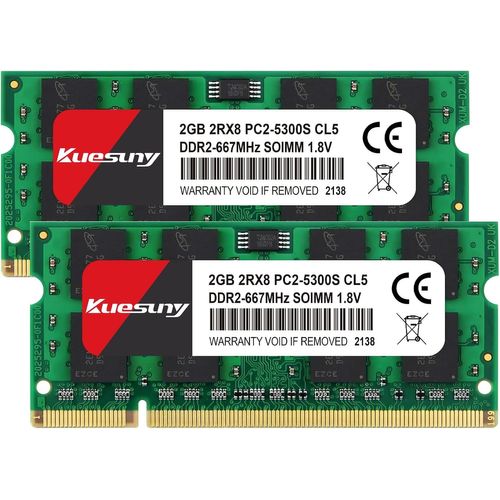 TIANYI-4Go Kit 2X 2Go DDR2 667 MHz PC2-5300 DDR2 667 SODIMM 2Rx8 Laptop Memory Green
