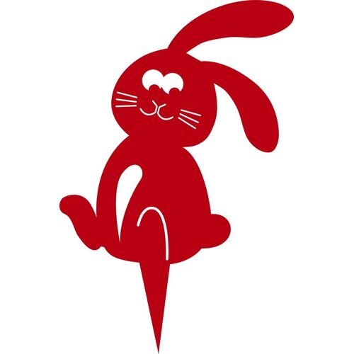 Figurine À Piquer Lapin Rouge - 21x18 Cm - Acier Époxy
