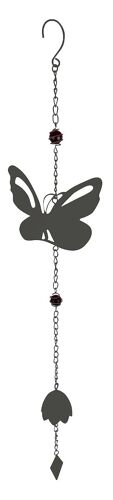Carillon En Forme De Papillon Avec Perles - Anthracite