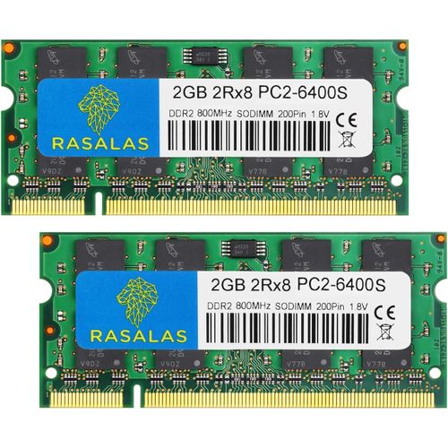 TIANYI-4GB Kit (2x2GB) PC2-6400 DDR2 800 Sodimm 2RX8 1.8V CL6 RAM Memory Modules for Laptop Computer