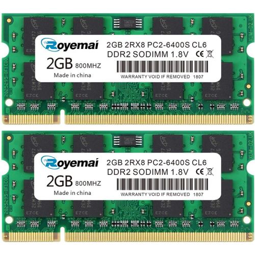 TIANYI-DUOMEIQI Kit 4 Go (2x2 Go) PC2-6400s DDR2 800 MHz 2RX8 CL6 1,8 V RAM Mise à Niveau de la mémoire pour Ordinateur Portable