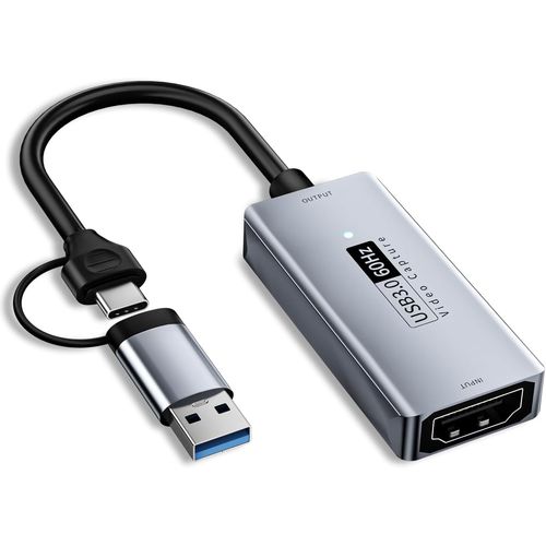 Carte d'acquisition vidéo ,Carte de Capture HDMI vers USB/USB C 3.0,1080P HD 60fps Live and Record Video Audio Grabber pour Les Jeux,Le Streaming,l'enseignement,la vidéoconférence