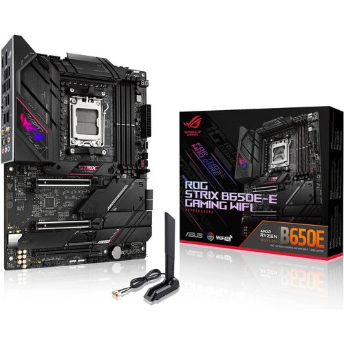 ASFASFq-ASUS ROG STRIX B650E-E GAMING ¿ Carte mère AMD Ryzen AM5 ATX (16+2 phases d'alimentation, DDR5, 4 x M.2, PCIe 5.0, WiFi 6E, 2.5G LAN, USB 3.2 Gen 2x2 Type-C rear I/O port, Aura Sync RGB)