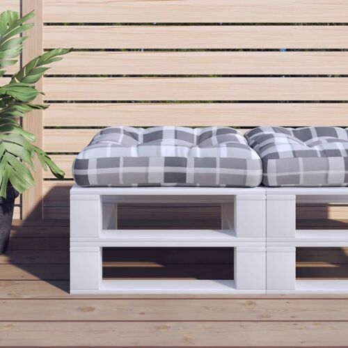 Vidaxl Coussin De Palette Motif À Carreaux Gris 60x60x12 Cm Tissu