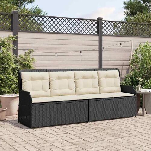 Vidaxl Banc De Jardin Avec Coussin Noir Poly Rotin
