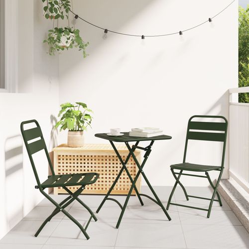 Vidaxl Chaises De Jardin Pliantes 2 Pcs Vert Foncé 42x52x82 Cm Acier Revêtu De Poudre