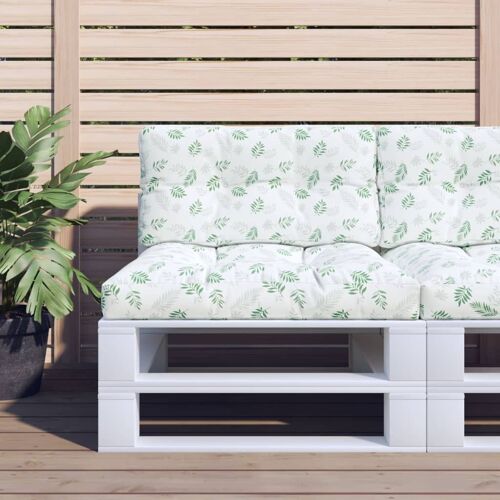 Vidaxl Coussin De Palette Motif De Feuilles 70x40x12 Cm Tissu