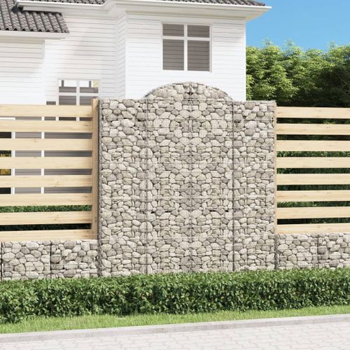 Vidaxl Paniers À Gabions Arqués 18 Pcs 200x50x220/240 Cm Fer Galvanisé