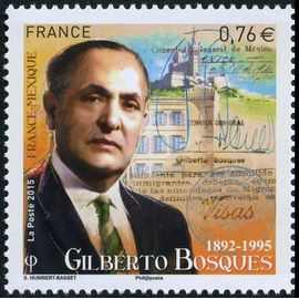 France 2015, Très Beau Timbre Neuf** Luxe Yvert 4970, Emission Commune France - Mexique, Gilberto Bosques, Diplomate Mexicain Et Grand Humaniste, Consul À Marseille Pendant La Guerre.