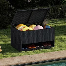 Costway Coffre De Rangement En Osier 186 L Avec Étagère À Chaussures Doublure Protectrice, Pour Des Outils Noir