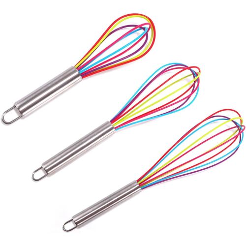Kalanka-Fouet En Silicone Coloré 3pcs, Fouet De Cuisson De Cuisine, Grand Mini Ustensiles De Cuisson Moyens, Convient Pour Remuer La Pâte, Mélanger La Sauce, Faire Mousser Le Lait