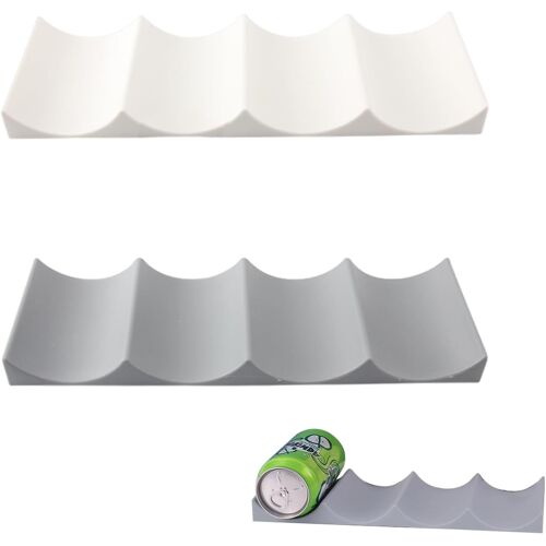 Sjzg-2 Pièces Range Bouteille Frigo, Porte Bouteille Vin, Rangement Bouteille Frigo, Support Bouteille Vin, Étagère À Vin En Plastique Jusqu¿À 10 Bouteilles, Pour Armoire De Cuisine, Frigo(Gris, Blan