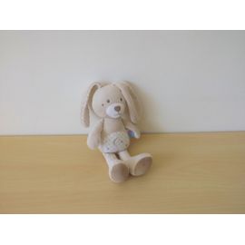 Doudou Lapin Gris Blanc Étoiles Lune Sucre D'orge