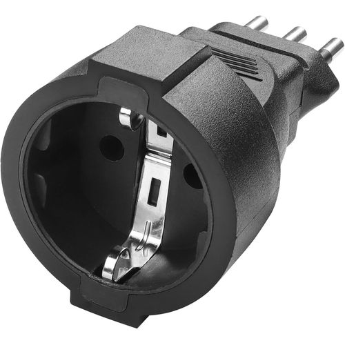 KALANKA-EU DE vers IT Travel Plug Adapter Type-L Schuko Adaptateur Secteur vers Italie Chili Maldives Uruguay Syrie Adaptateur de Prise, Noir