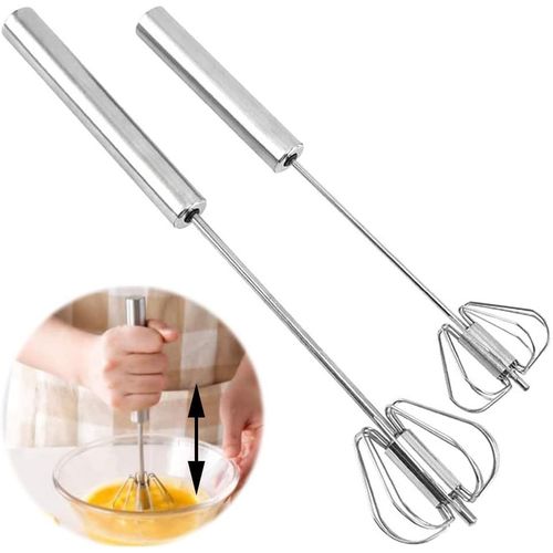 CFRY-SDFSA 2 Pièces Batteurs à ?ufs, Fouet Multifonctionnel Semi-Automatique Main, Acier Inoxydable Fouet, Batteur Lait, Rotatif, pour Mélanger, Fouetter, Battre, Faire Mousser T213