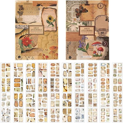 Jum-2pcs 20 Pages Autocollant Scrapbooking,Stickers Vintage Autocollants Adhésif Décoratifs,Pour Diy Scrapbook Journal Cahier Album