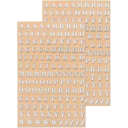 Kalanka-2 Feuilles D'autocollants En Résine Lettres 3d Petites De A À Z En Argent, Mini Autocollant D'alphabet Métallique Étincelant En Alliage Majuscule Pour Résine, Scrapbooking, 3mm