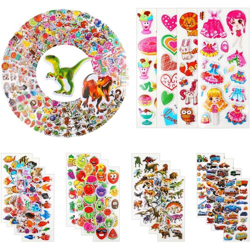 Kalanka-Kieyeepi 2000+ Autocollants Enfants 3d Puffy Avec Animaux Dinosaures Voitures Fruits Et Plus 100 Feuilles Pour Scrapbooking Activités Créatives Fêtes Et Récompenses 21×7,5 Cm