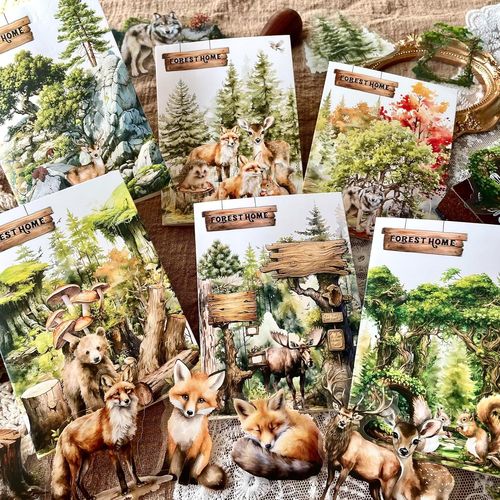Jum-Lot De 150 Kits De Journalisation,Accessoires Pour Forêt,Fleurs Scrapbooking Stickers Pour Scrapbook,Junk Journaling,Bullet Journal,Diy Crafts,Painting(Forest House)