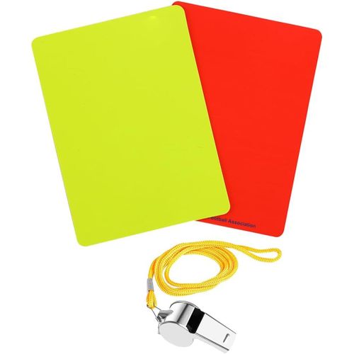 Sept-Pour Jeux Sport Accessoires Arbitre De Football, Kit D'arbitre Avec Carte Rouge/Jaune Et Acier Inoxydable Métal Coach Sifflet, Carton Arbitre Football, Carte Jaune Et Rouge