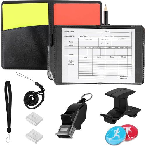 Teppc-Kit Arbitre Football 22 Pièces Football Kit Carton Arbitre Football Set Avec 10x Feuilles De Score Sifflets En Métal Cartons Rouge Et Jaune Et Accessoires Pour Scolaire Sport Football Sport