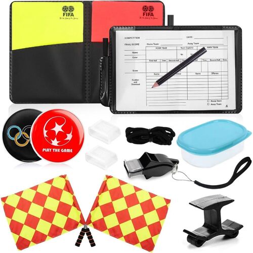 Acdsgd-Kit D'arbitrage Football, Carton Arbitre Set Avec Sifflet Arbitre, Carton Rouge Et Jaune, Carnet D'arbitre, Jeton De Vote, Pinces À Doigts, Drapeau D'arbitre Pour Football Scolaire Sports Jeu