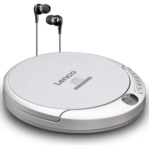 Cd-201 - Lecteur Cd Portable Walkman - Diskman - Cd Walkman - Fonction Mp3 - Antishock - Avec Écouteurs Et Câble De Chargement Micro Usb - Argent