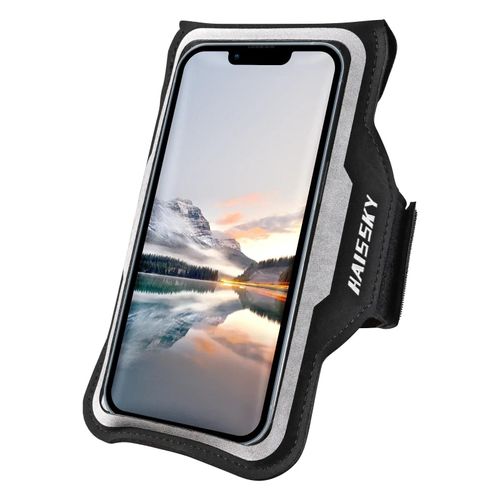 Brassard De Sport Ultra-Fin Pour Iphone 16/15/14/13/12 Pro Max 15 Plus Samsung S24 Ultra Xiaomi-Sac De Ceinture De Course Brassard De Téléphone--Black