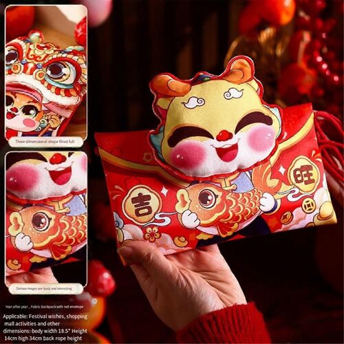 2024 Dragon Année Nouvel An Chinois Tissu Rouge Enveloppe Printemps Festival Printemps Nouvel An Enfants Argent Rouge Enveloppe H