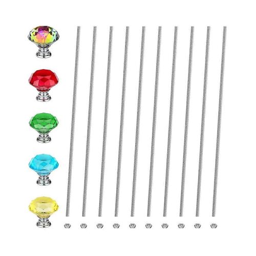 Tiges filetées 8/32 pour perles avec boutons en cristal, tige filetée 10 pièces 12 pouces avec écrous hexagonaux 10 pièces et boutons 5 pièces