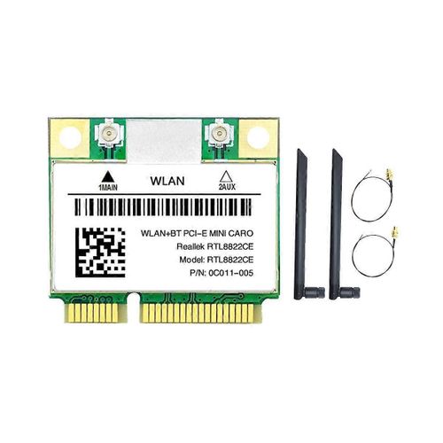 RTL8822CE Carte WiFi + 2XAntenna 1200Mbps 2.4G + 5Ghz 802.11AC Réseau Mini PCIe BT 5.0 Support Ordinateur Portable / P