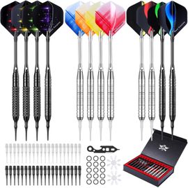 Flechette Pointe Plastique 12Pcs Kit de Flechettes pour Cible Electronique Fléchettes Pointe Plastique avec 36 Feuilles et 120 Pointes pour Jeux de Flechette Jeux Flechette Electronique