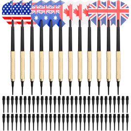 Flechette Pointe Plastique, 12 Fléchettes à Pointe Souple, Set de Flechettes à Pointe avec 100 Pointes et 12 Ailettes, Jeu de Fléchettes Professionne, Flechettes pour Cible Electronique