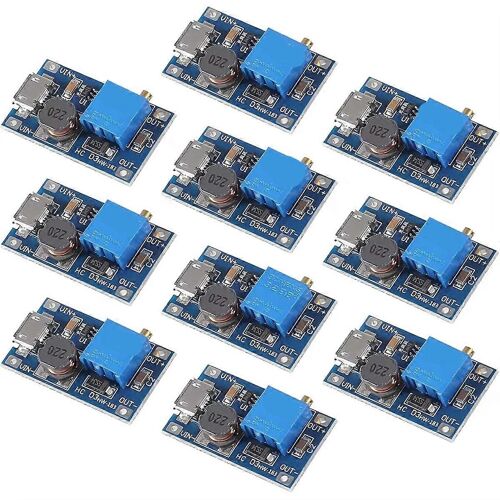 Régulateur de tension réglable, 10 pièces, module élévateur micro-USB, 2 V-24 V à 5 V-28 V, 2 A, DC-DC