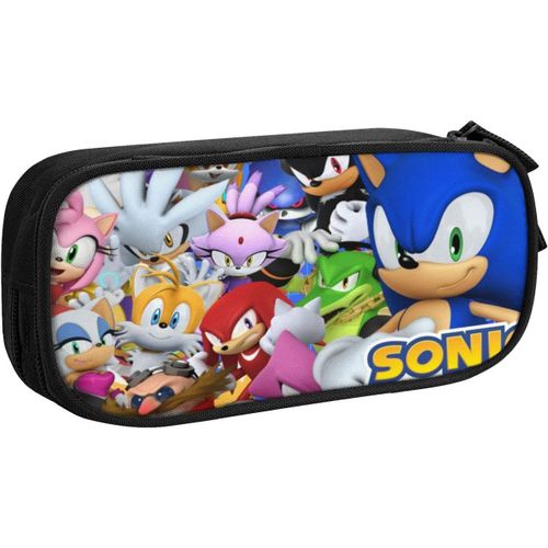 Trousse À Crayons Sonic Le Hérisson Avec Compartiments, Double Face, Coque Rigide Pour Enfants, Papeterie Scolaire, Organiseur De Stylos Pour Garçons Et Filles