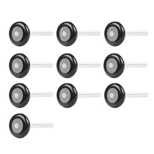 Lot de 10 roulettes de porte de garage noires en nylon de 5 cm, tige de 10 cm, roulements de précision à double joint 6200