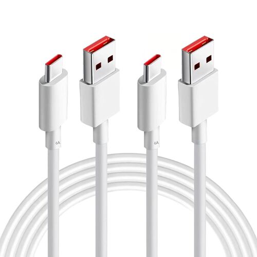 JGD-2 Pièces 120W 6A Cable USB C Charge Rapide, 6A Câble USB Type C pour Recharge de 2m, Câble Hyper Charge Transfert 480 Mbps pour 13 13T Pro, 12T Pro, 12T, 11TPro Note et Autres