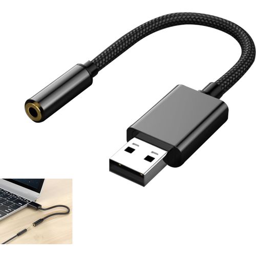 Adaptateur Audio USB vers Jack 3,5 mm-Adaptateur Casque USB-Adaptateur Audio Compatible PC,Mac,Linux,PS4,PS5,Casque,Microphone,Enceinte,Haut-Parleur-Plug and Play,Son HD