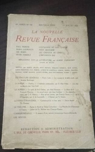 La Nouvelle Revue Française (1908-1943) N° 118 Juillet 1923