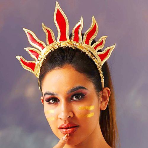 Tzf-Bandeau Flamme Rouge Flamme Feu Cerceau Déesse Halo Couronne Casque Halloween Festival Costume Accessoires Cheveux Pour Femmes Et Filles