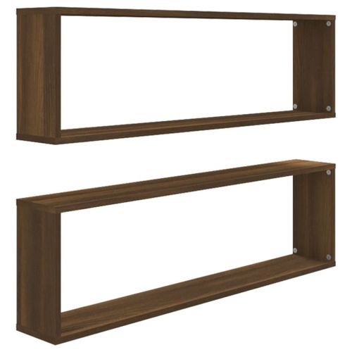 Vidaxl Étagères Murales Cube 2 Pcs Chêne Marron 100x15x30 Cm Bois