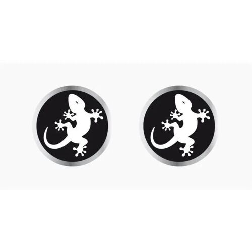Autocollant - Gecko - Diam. 21 mm - 2 Pièces - Résine transparente - Noir