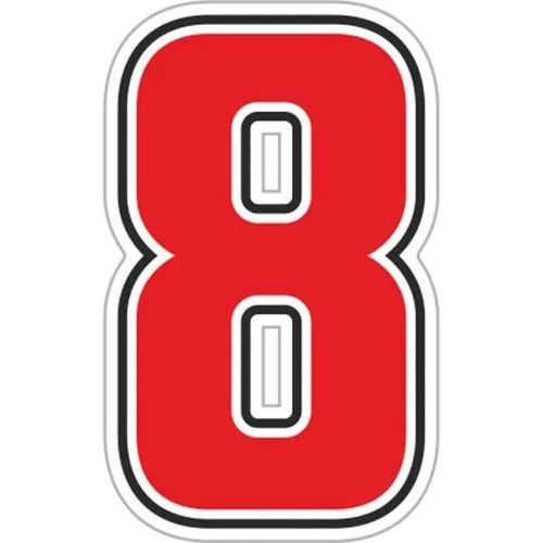 Autocollant Numéro 8 Nombre Adhésif Moto, Sic, Rouge, 40 X 63 Mm