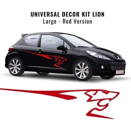 Kit De Décoration Adhésif - Peugeot - 207 - Rouge - 220 Cm - 2 Pièces