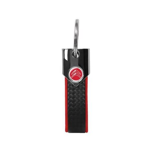 Porte-Clés Officiel Citroën Rouge, Carbone, Logo Rouge