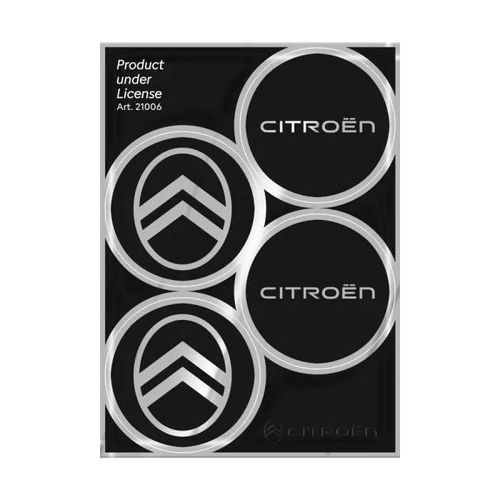 Autocollants Pour Enjoliveurs De Roue Pour Citroën New Official 4 Logos 48 Mm, Noir